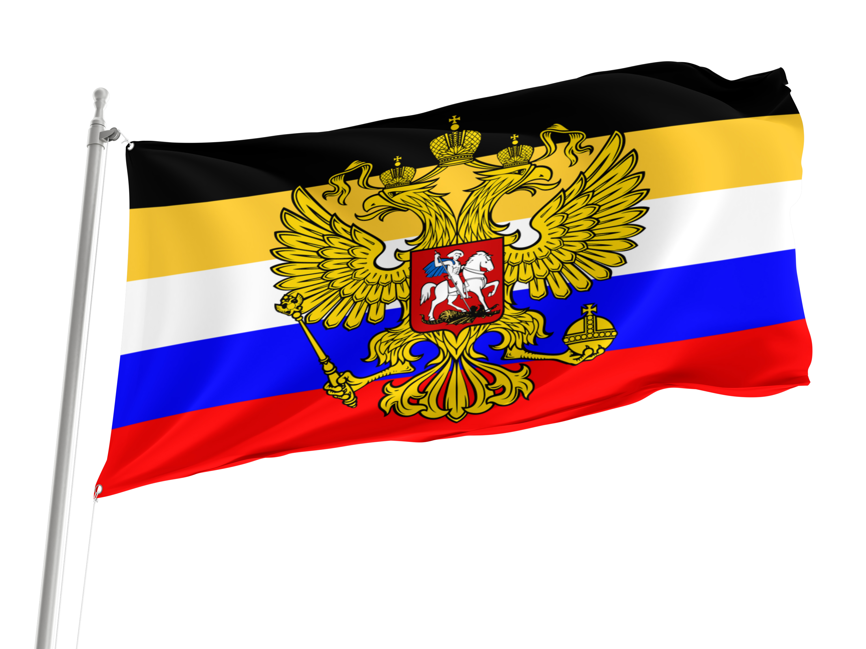 Russia Combined Tricolor with Coat of Arms Flag for Indoor & Outdoor Use