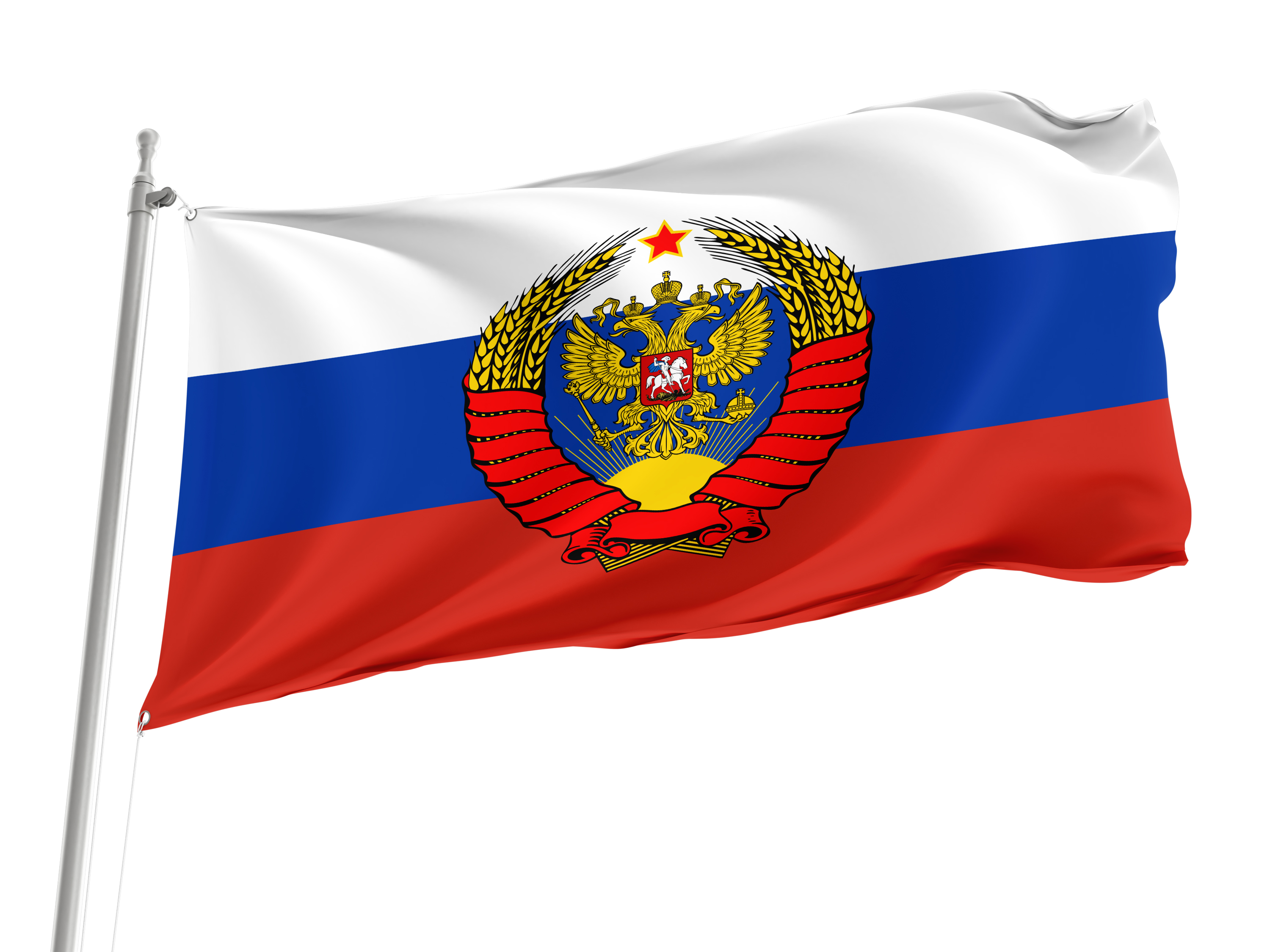 Russia with Soviet Crest Flag for Indoor & Outdoor Use