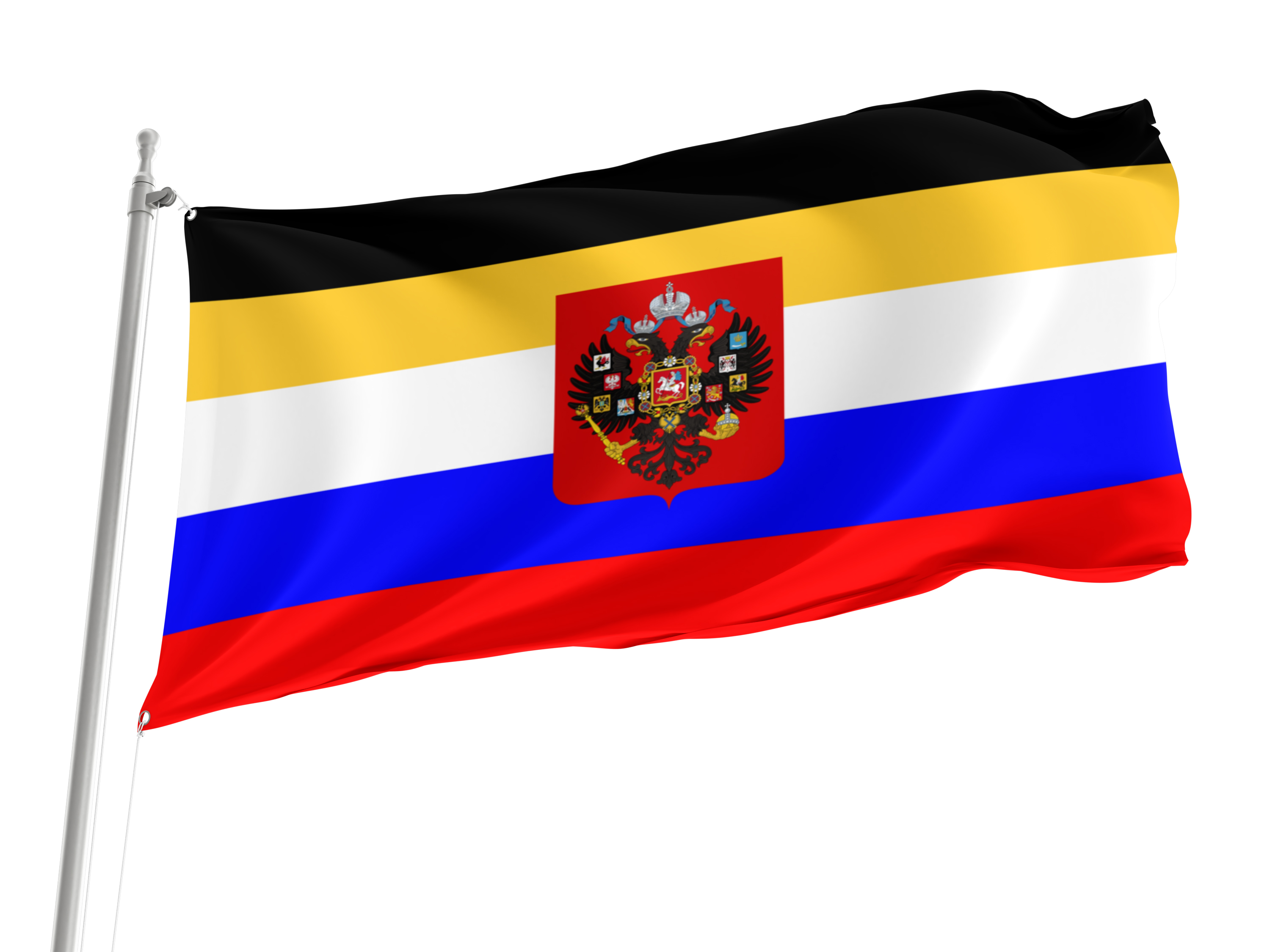 Russia Combined Tricolor with Imperial Coat of Arms Flag