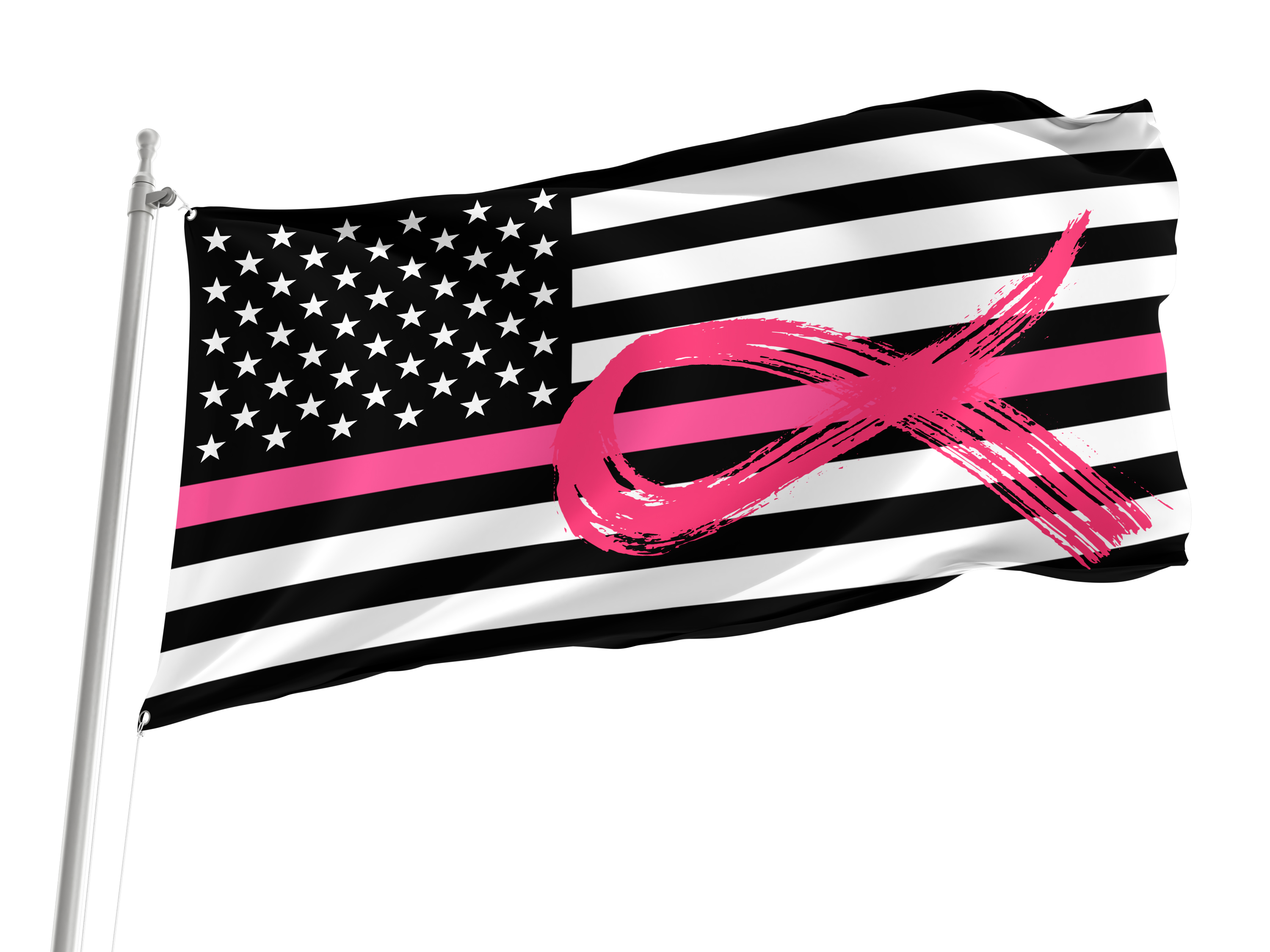 Breast Cancer Awareness Ribbon Flag for Indoor & Outdoor Use