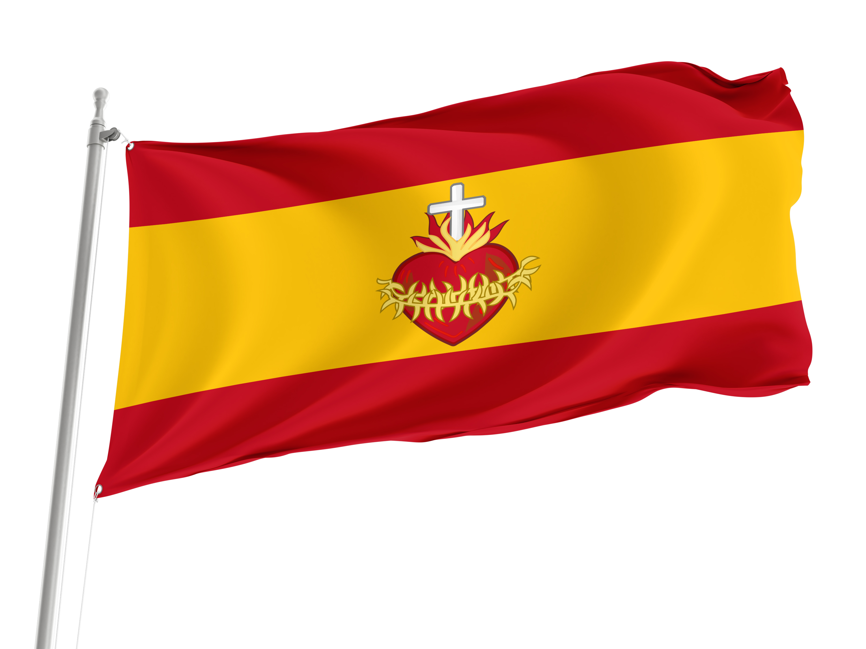 Spain with Sacred Heart Flag for Indoor & Outdoor Use