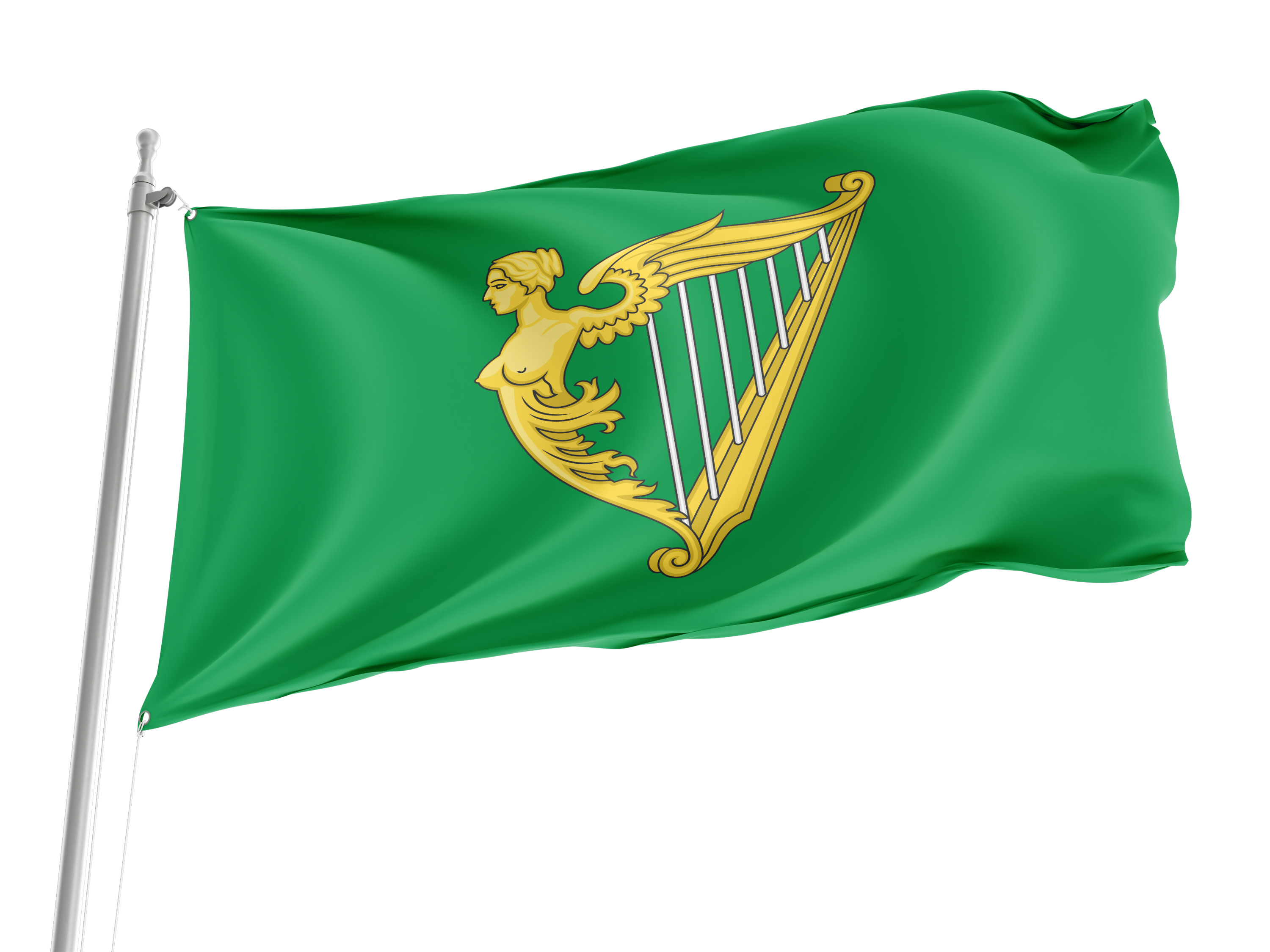 Green Harp Flag of Ireland for Indoor & Outdoor Use