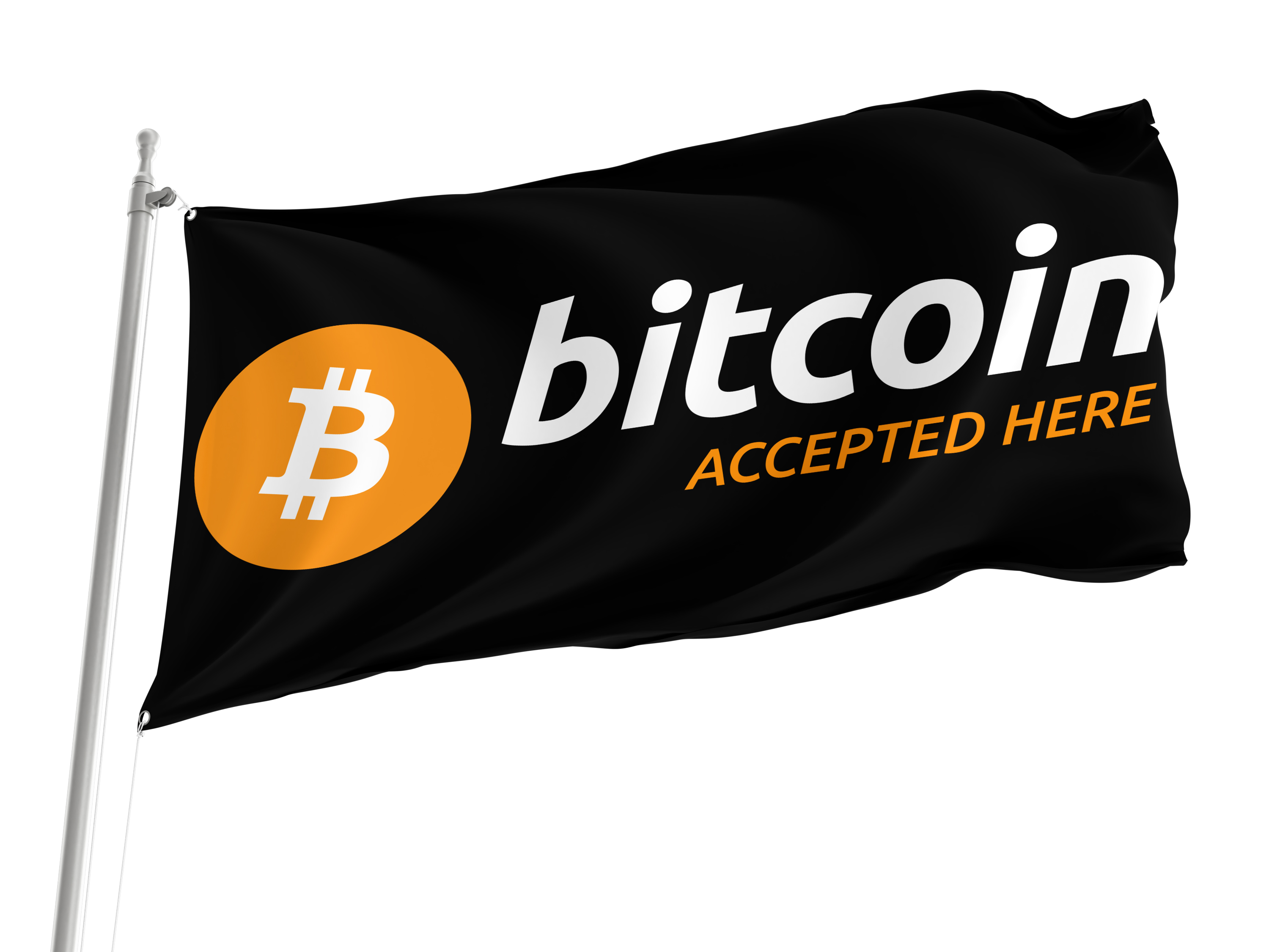 Bitcoin Accepted Here Black Flag