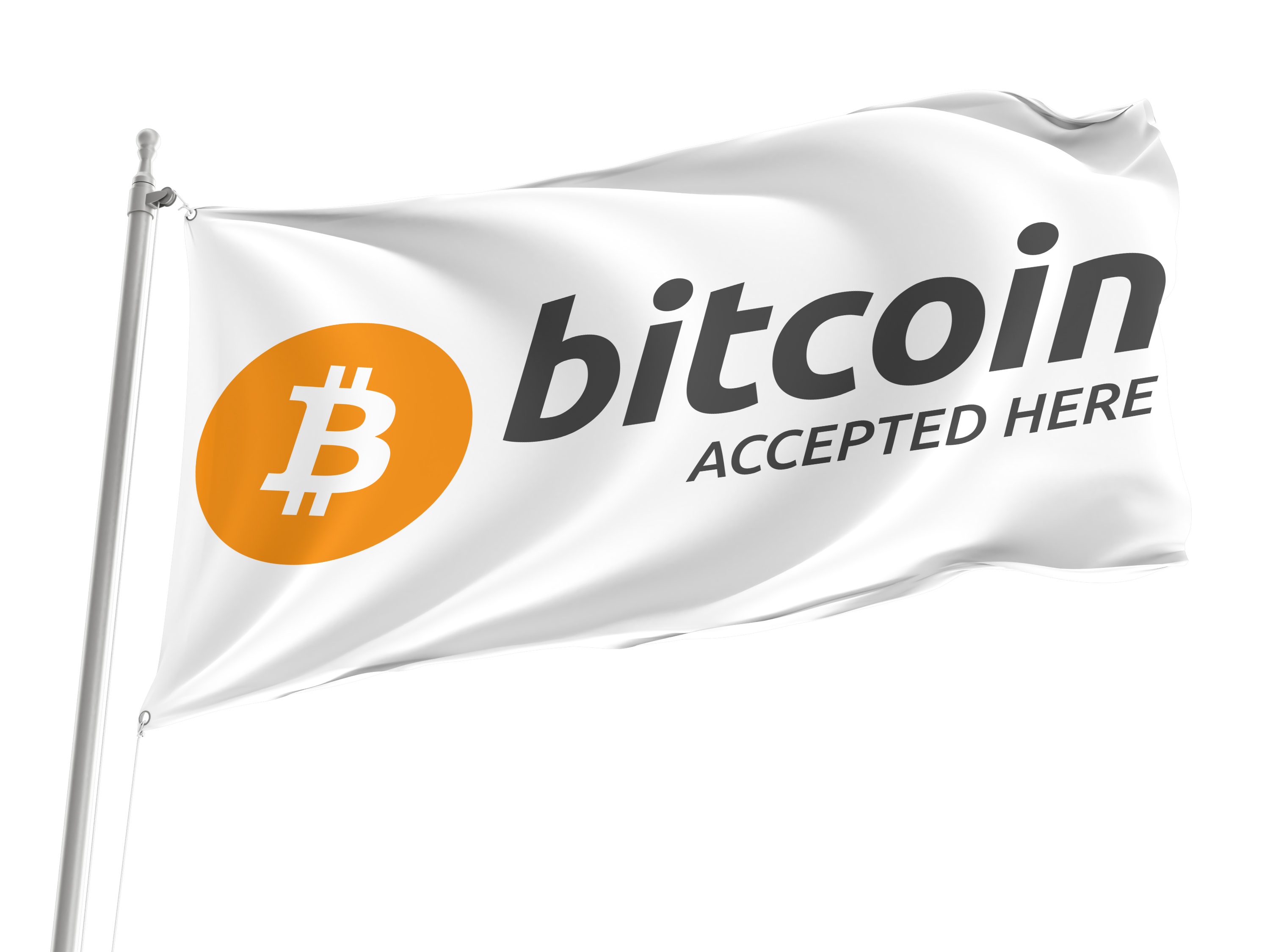 Bitcoin Accepted Here White Flag for Indoor & Outdoor Use