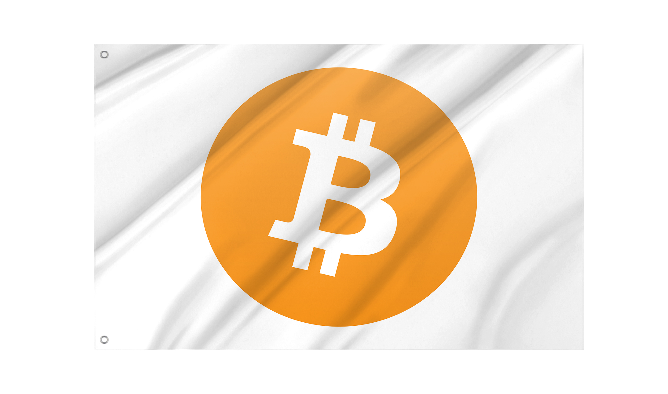 Bitcoin Big Logo White Flag for Indoor & Outdoor Use