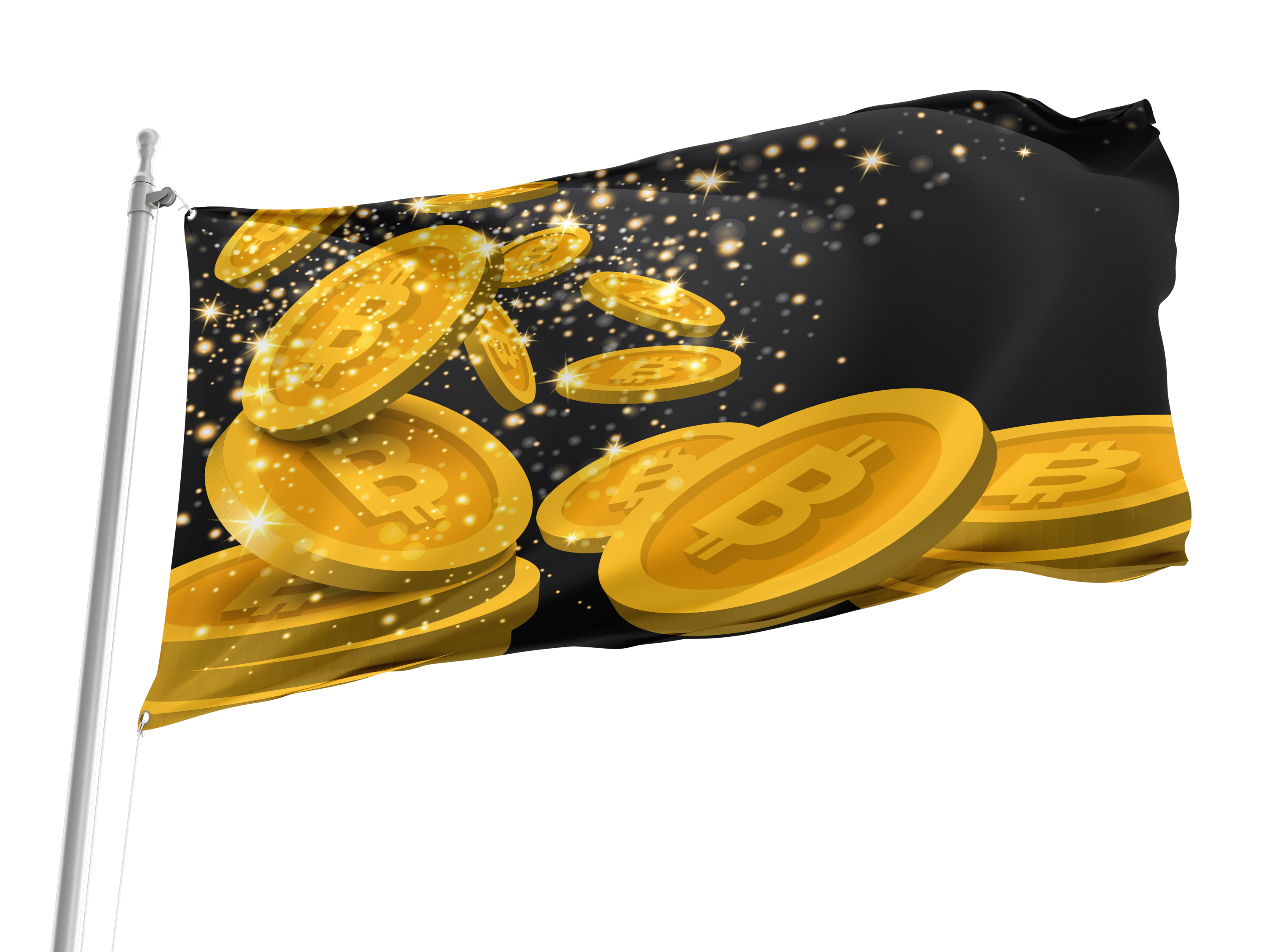 Golden Bitcoin symbols Flag for Indoor & Outdoor Use