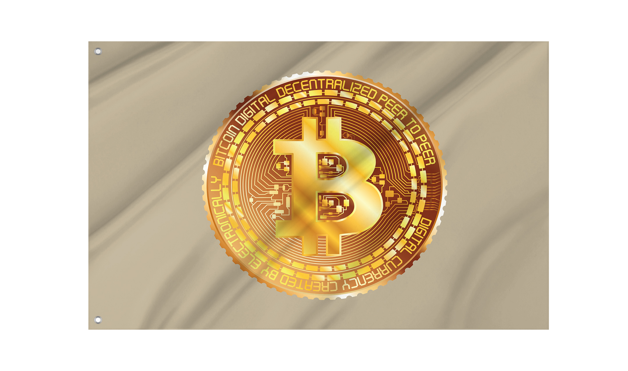 Metallic Golden Bitcoin Flag for Indoor & Outdoor Use