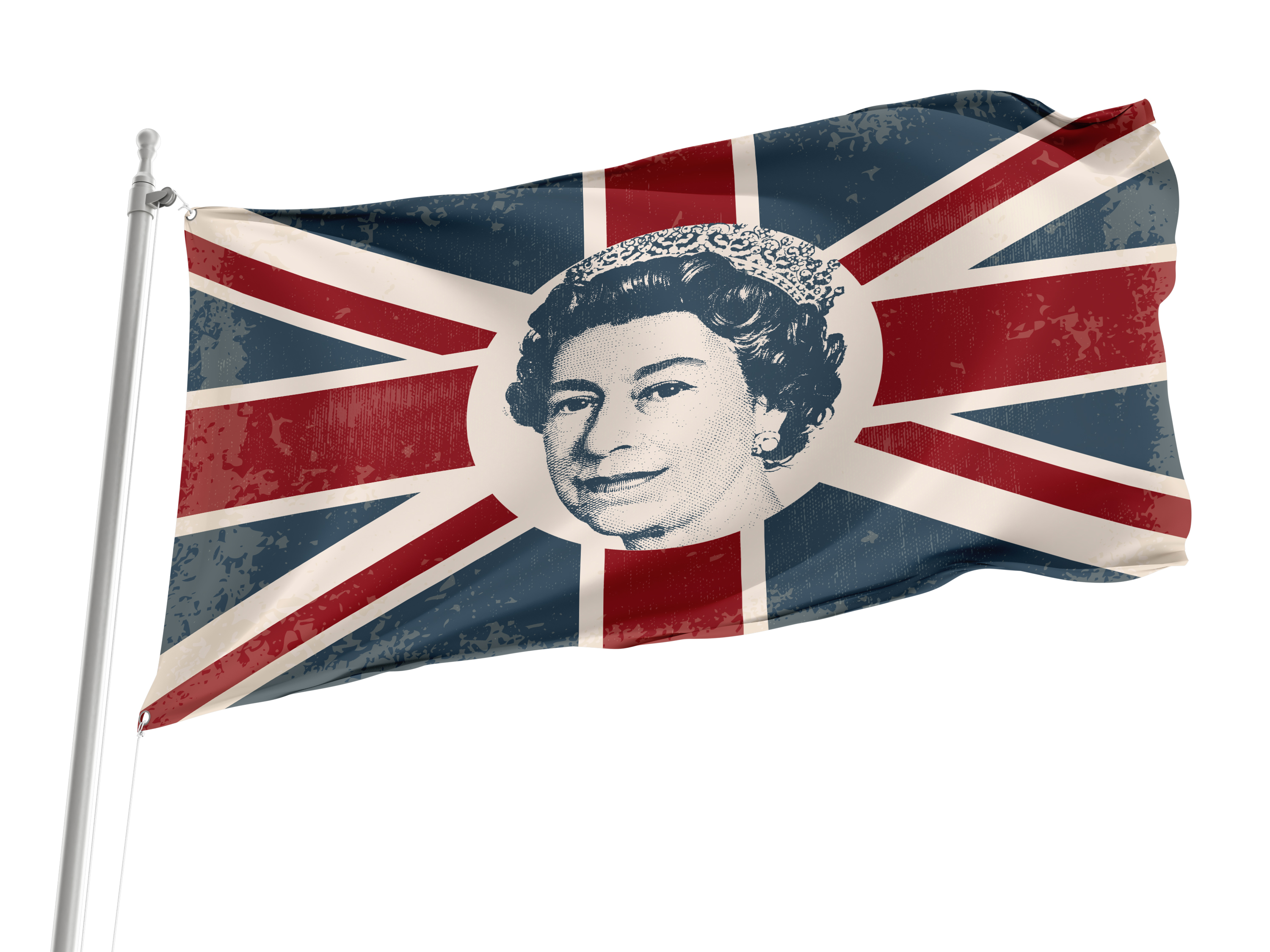 Queen Elizabeth on Britain Flag for Indoor & Outdoor Use
