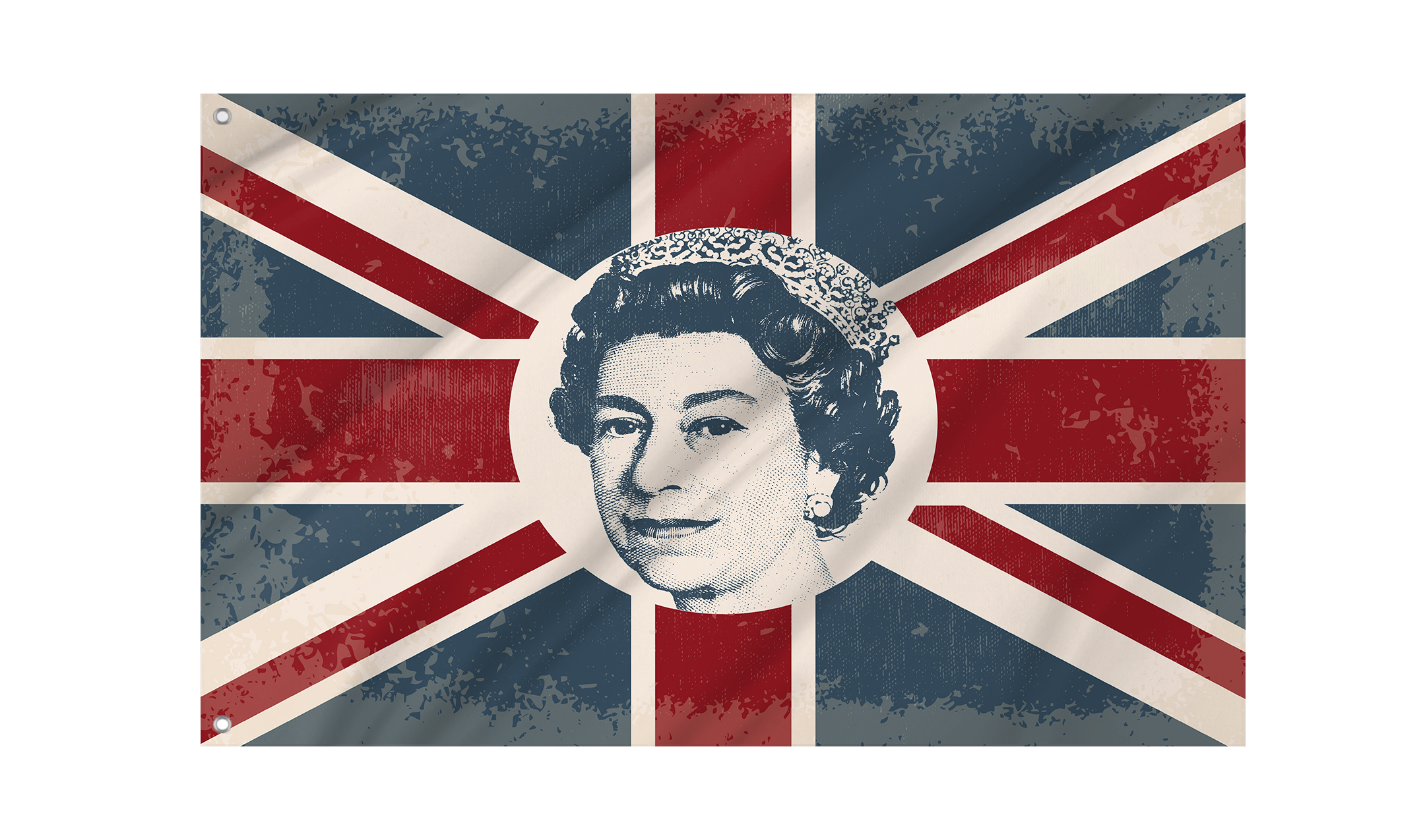 Queen Elizabeth on Britain Flag for Indoor & Outdoor Use
