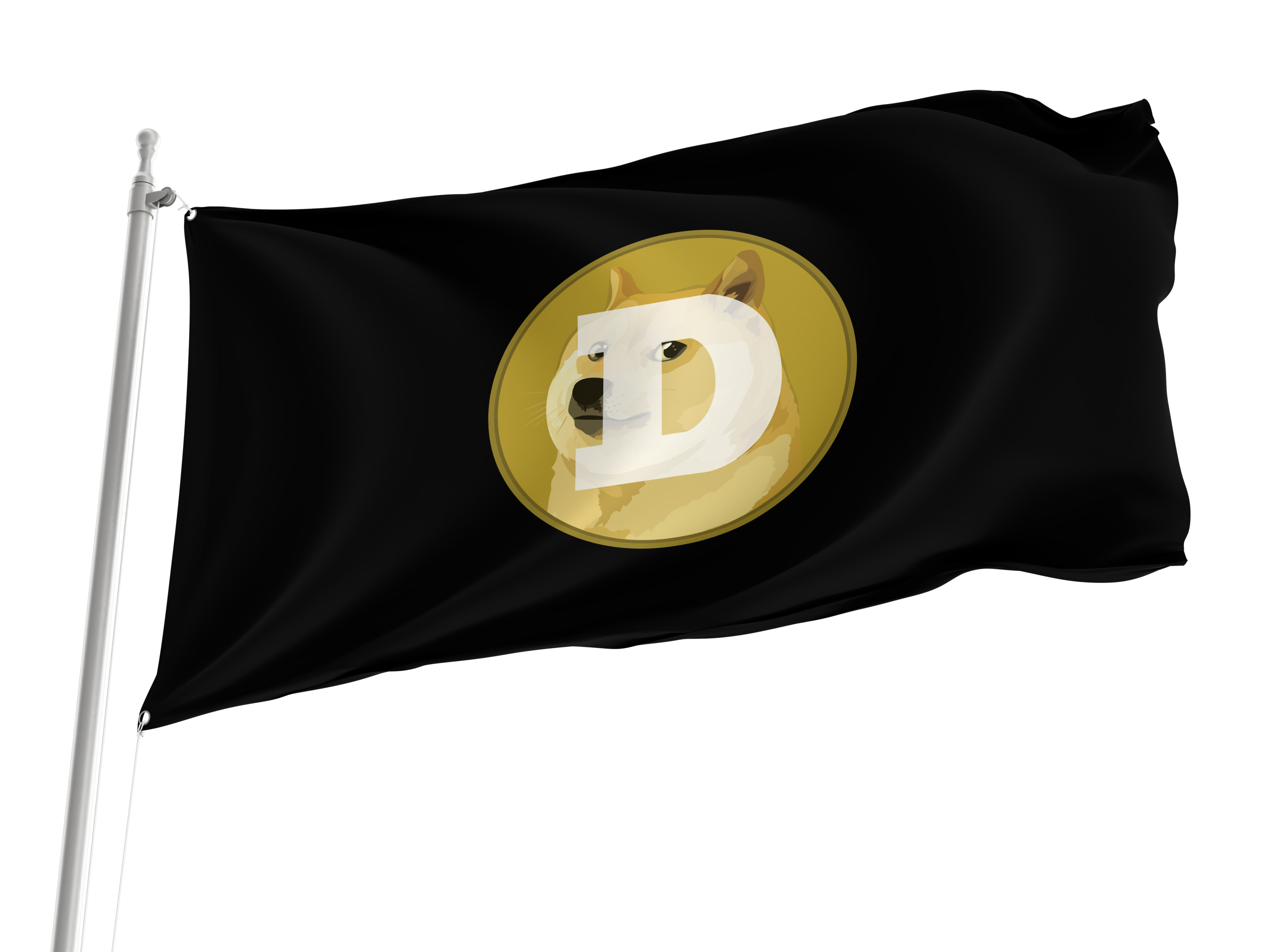 Dogecoin (DOGE) Black Flag for Indoor & Outdoor Use