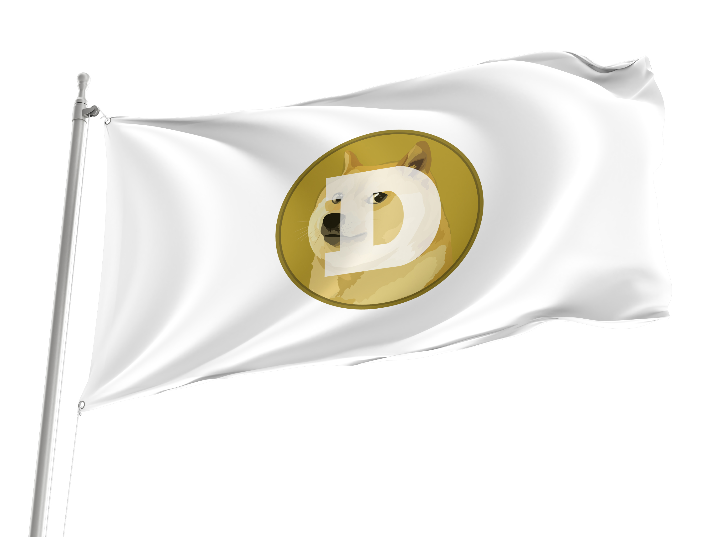 Dogecoin (DOGE) White Flag for Indoor & Outdoor Use