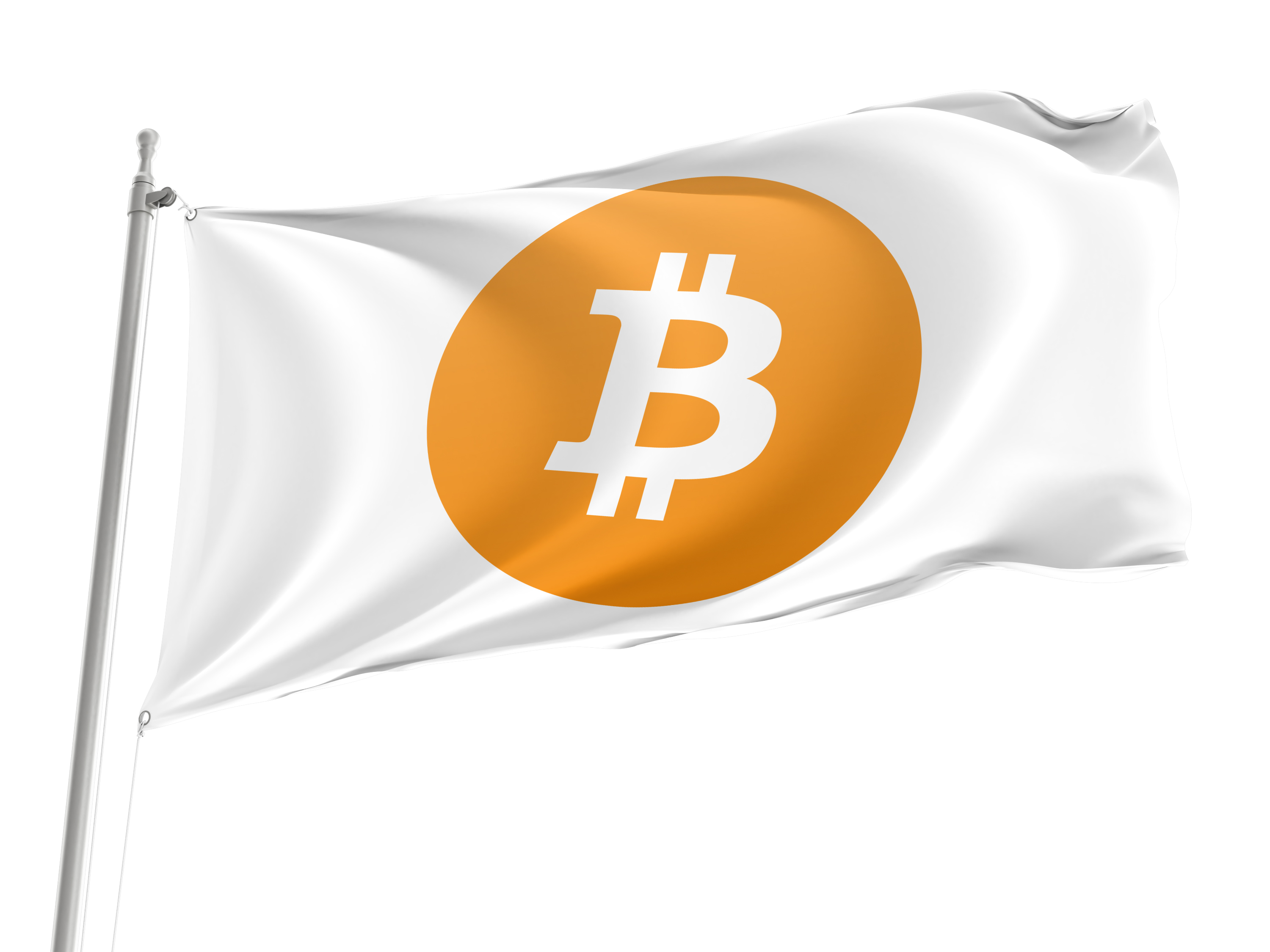 Bitcoin Big Logo White Flag for Indoor & Outdoor Use