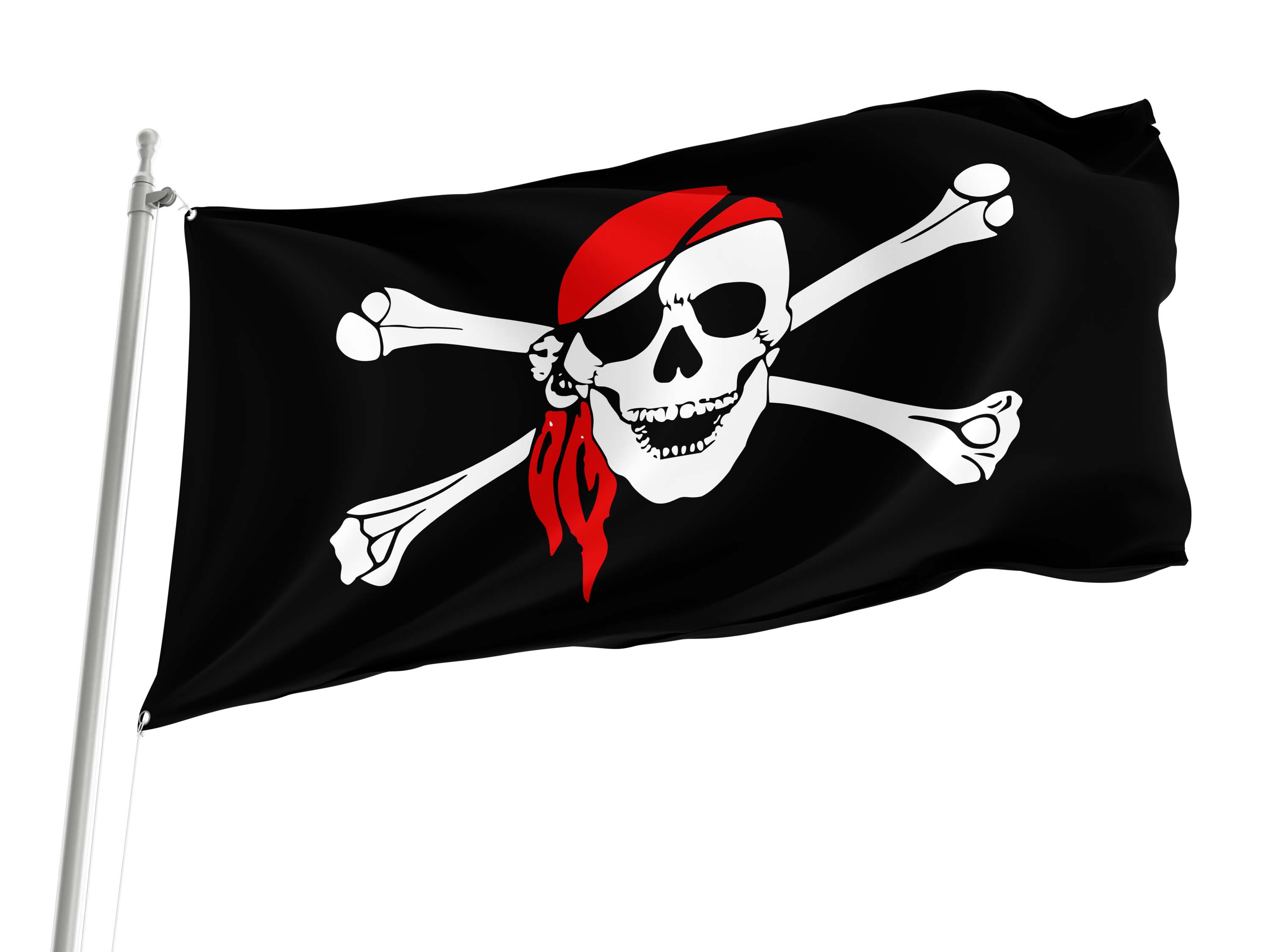 Jolly Roger With Red Bandana Flag for Indoor & Outdoor Use