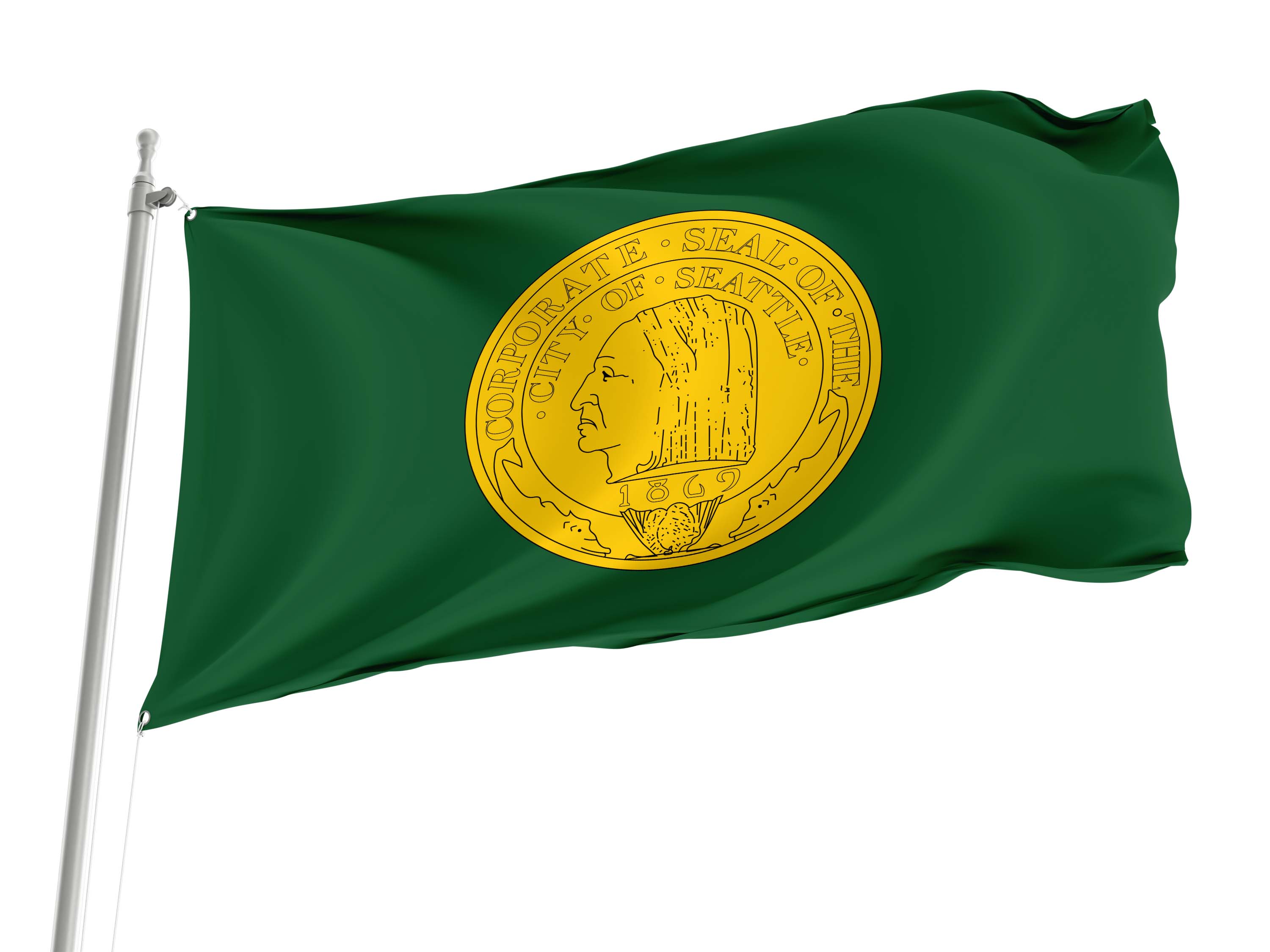 Seattle 1943 to after 1963, Washington Flag for Indoor & Outdoor Use