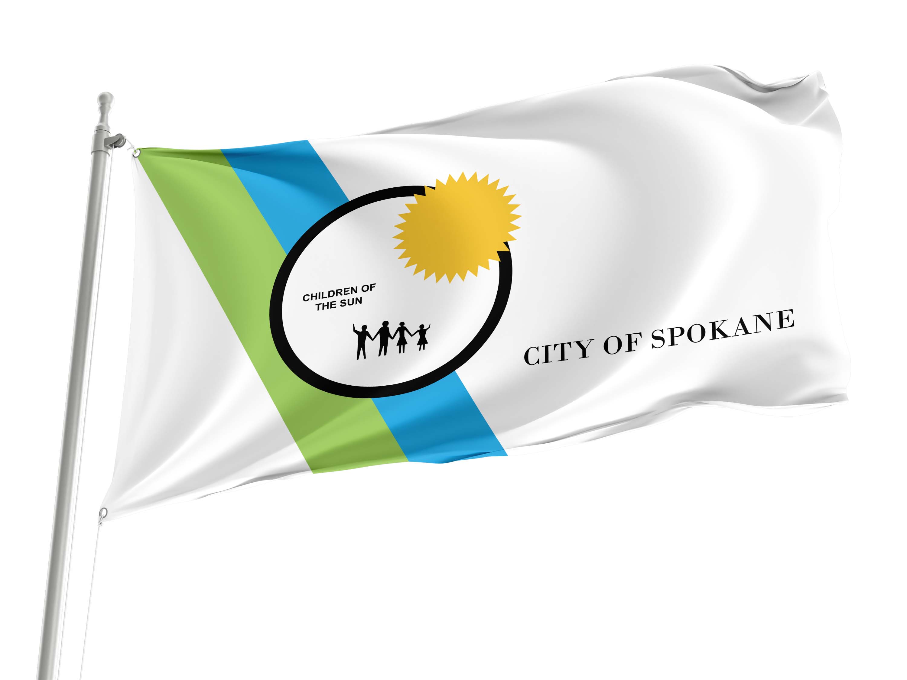Spokane 1975-2021, Washington Flag for Indoor & Outdoor Use