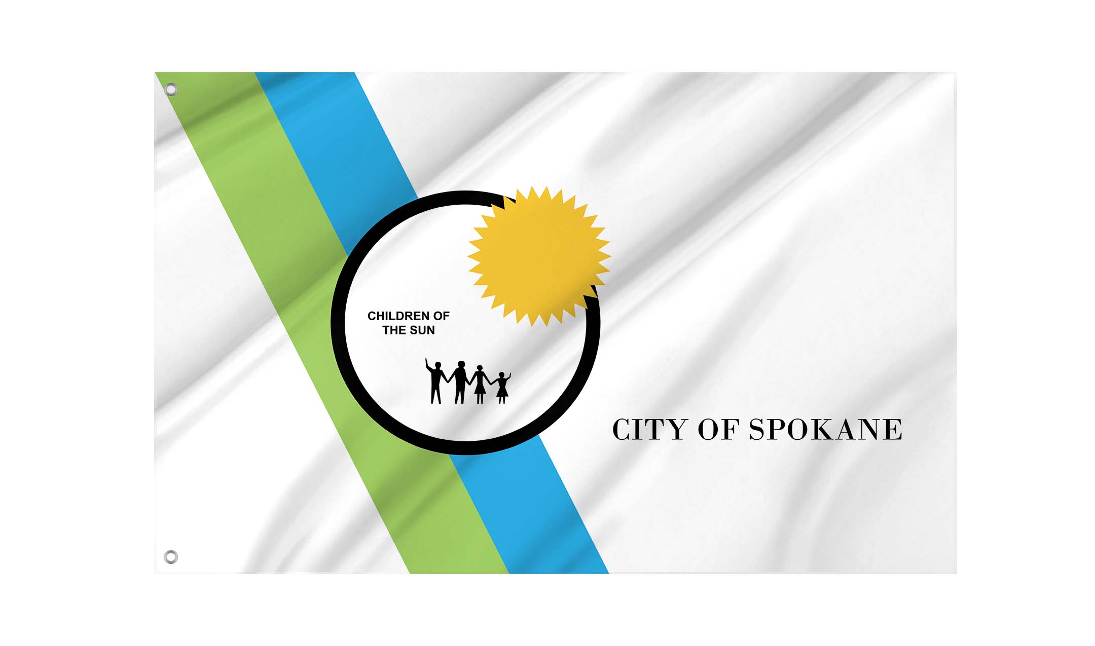 Spokane 1975-2021, Washington Flag for Indoor & Outdoor Use