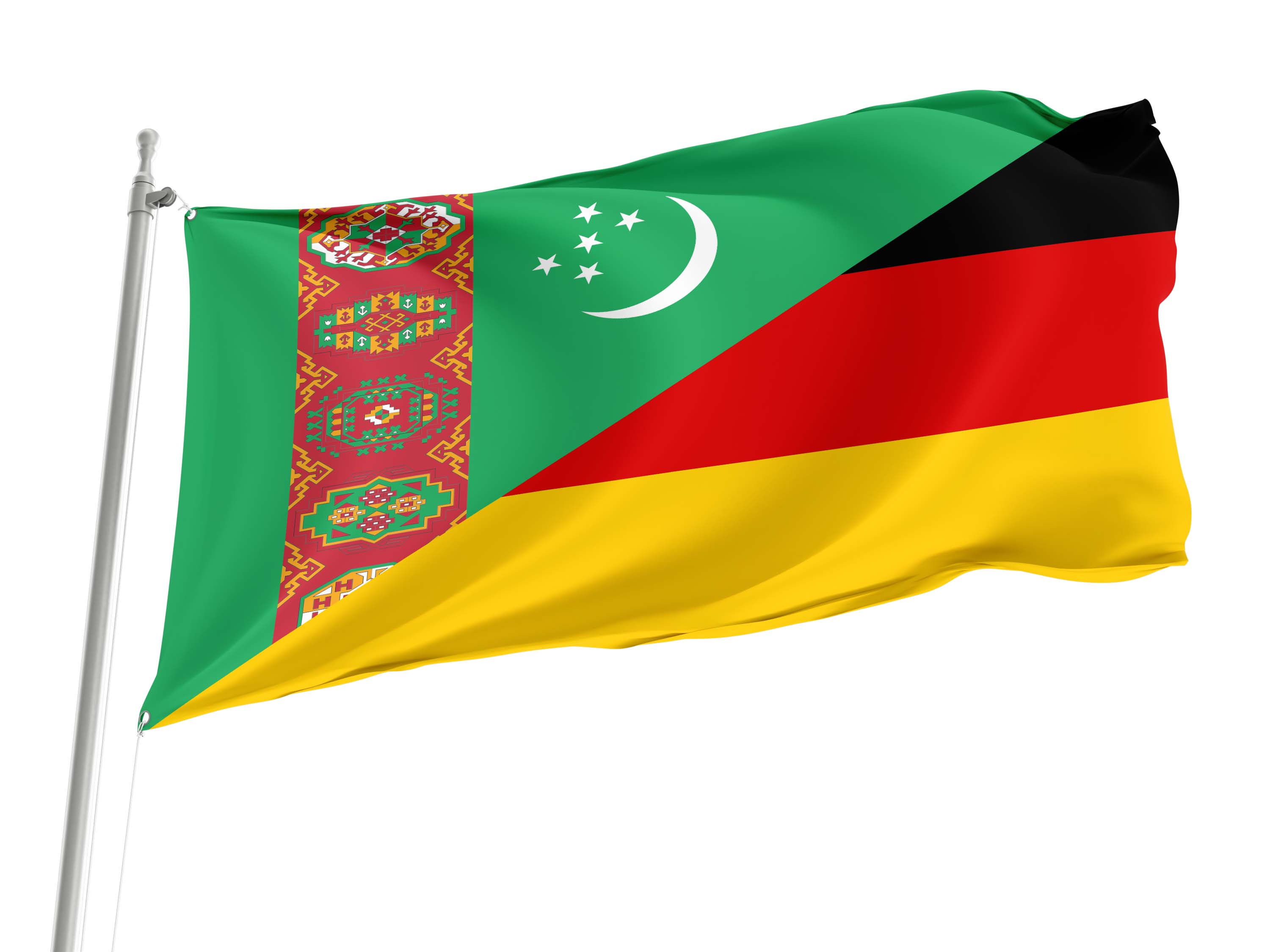 Turkmenistan - Germany Friendship Flag for Indoor & Outdoor Use