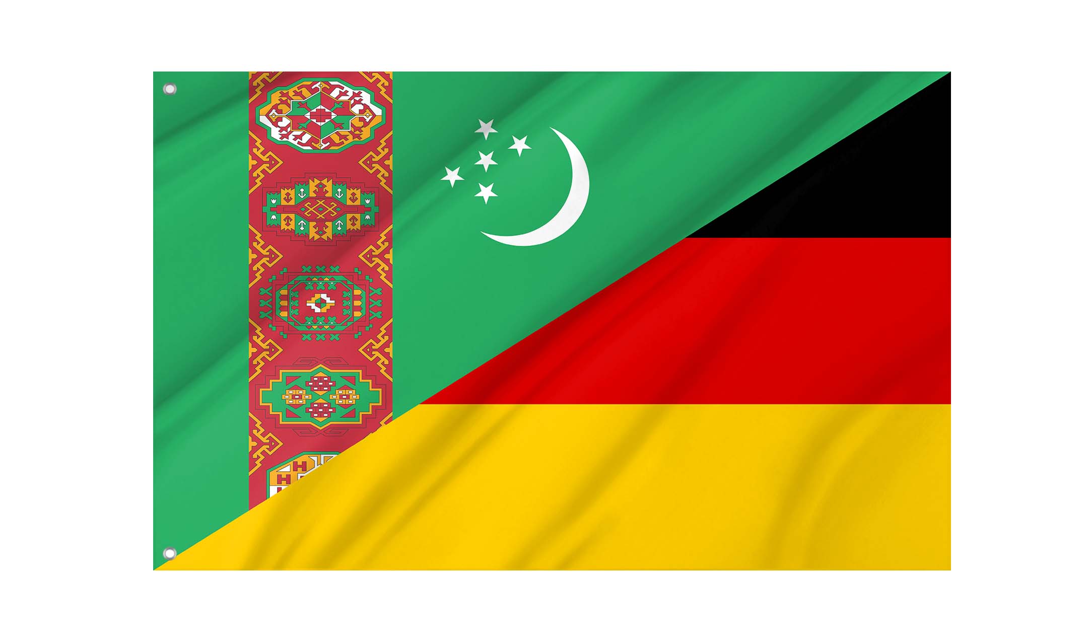 Turkmenistan - Germany Friendship Flag for Indoor & Outdoor Use