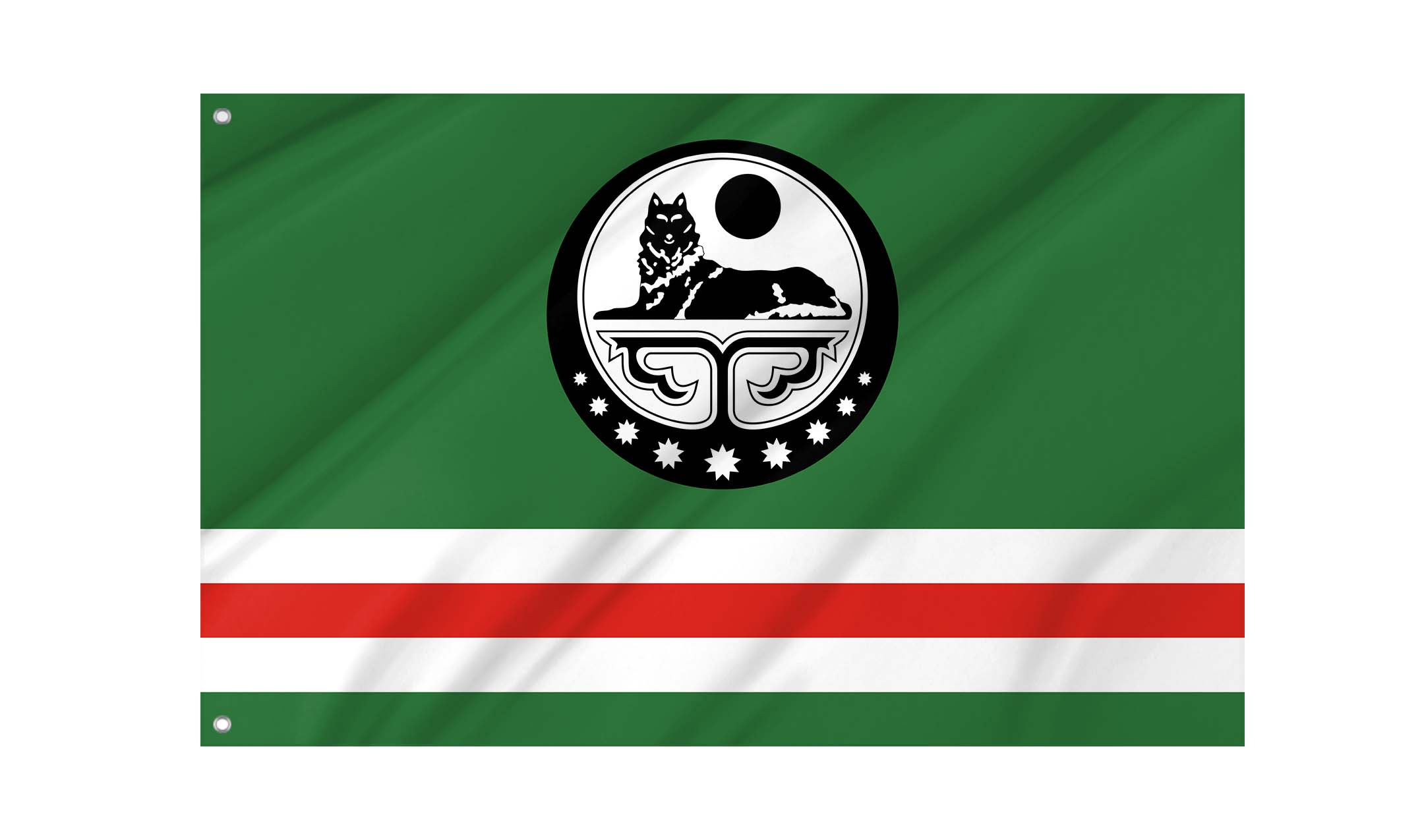Chechen Republic of Ichkeria with COA Flag