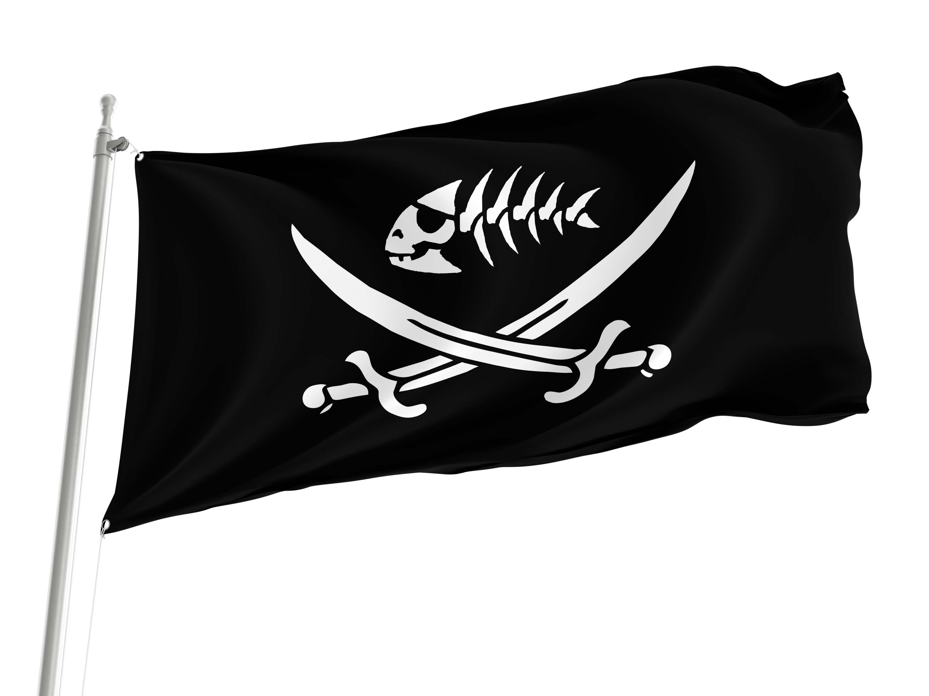 Pirate Fish Flag with Swords for Indoor & Outdoor Use