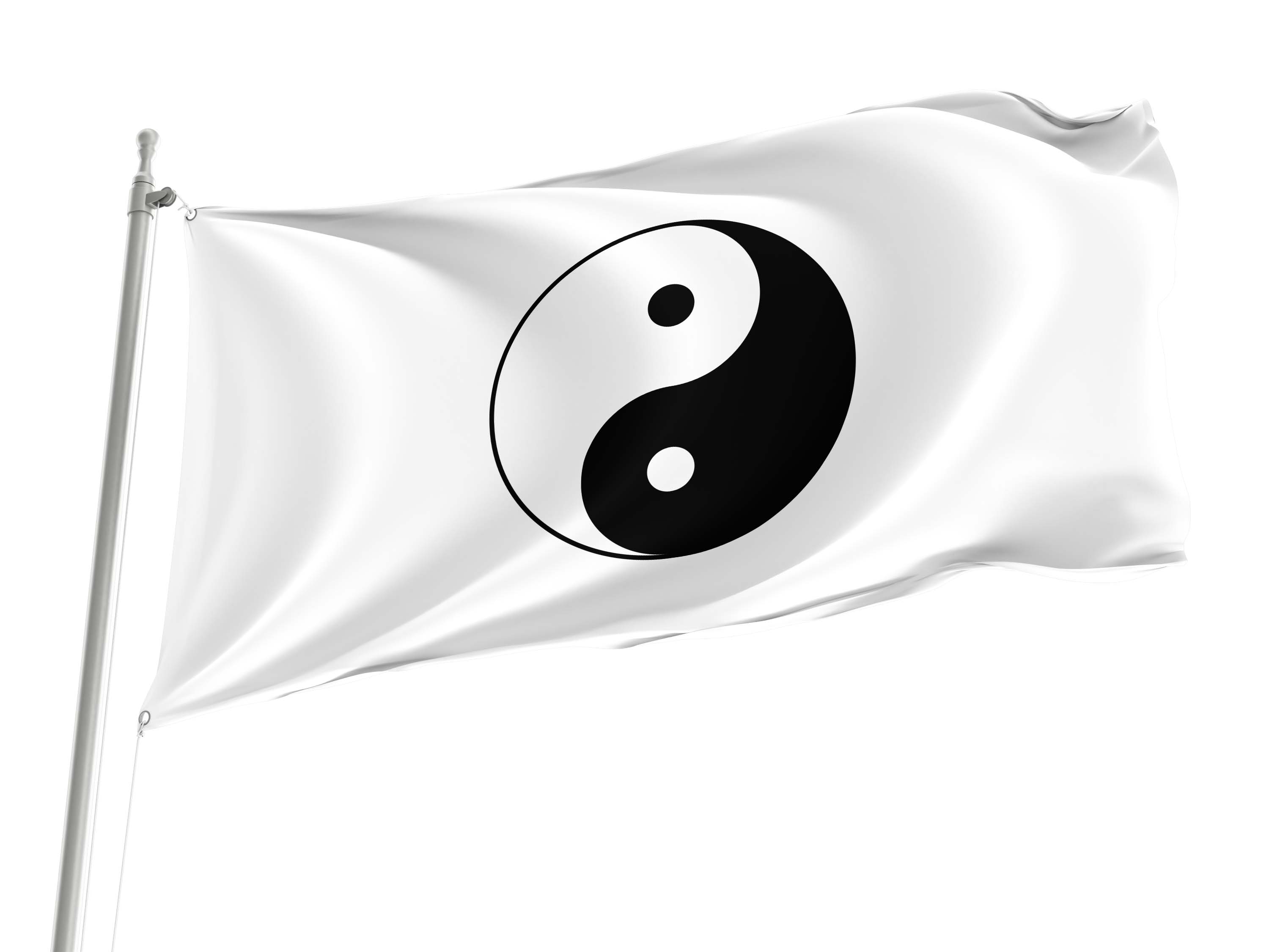 Yin Yang White Flag for Indoor & Outdoor Use