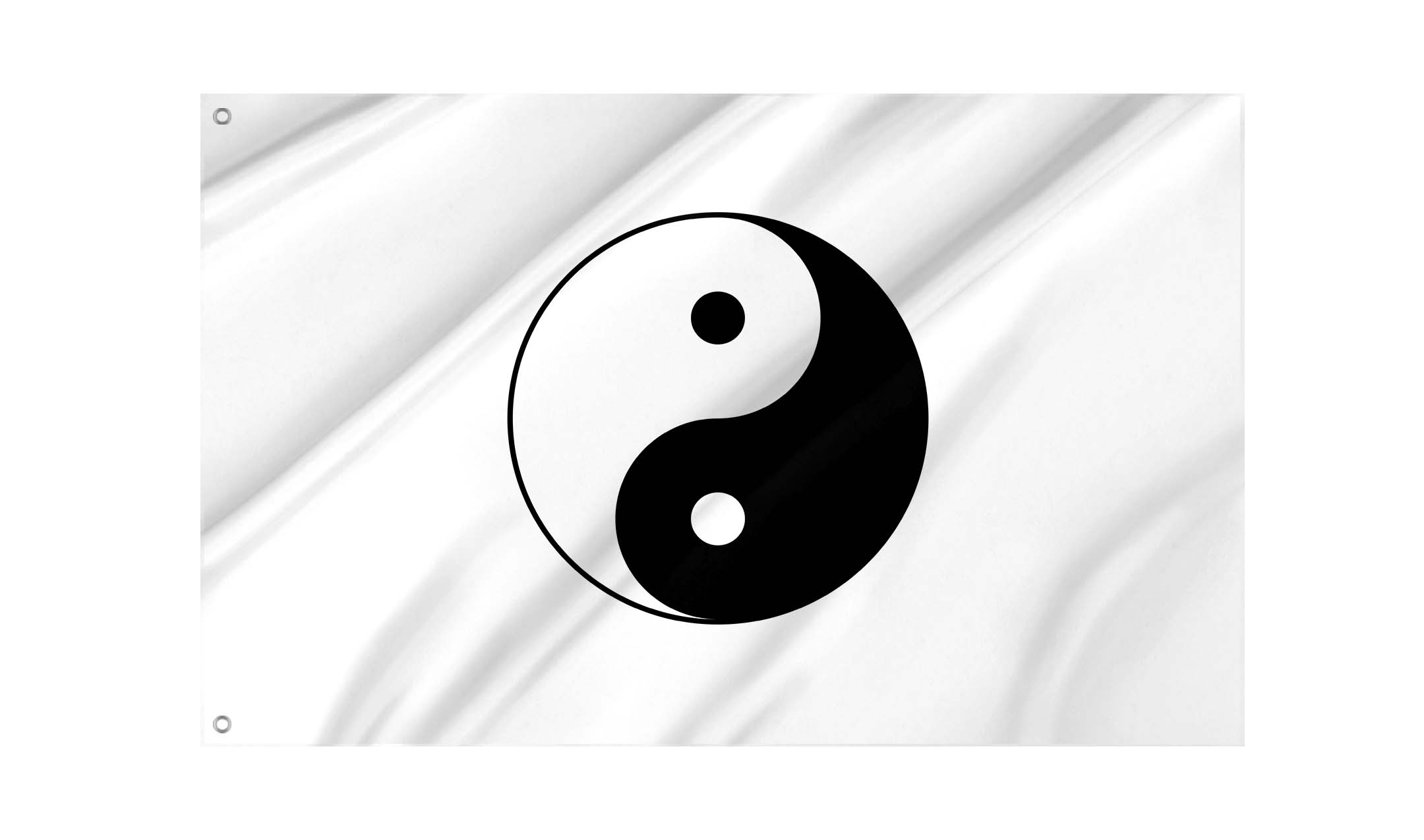 Yin Yang White Flag for Indoor & Outdoor Use