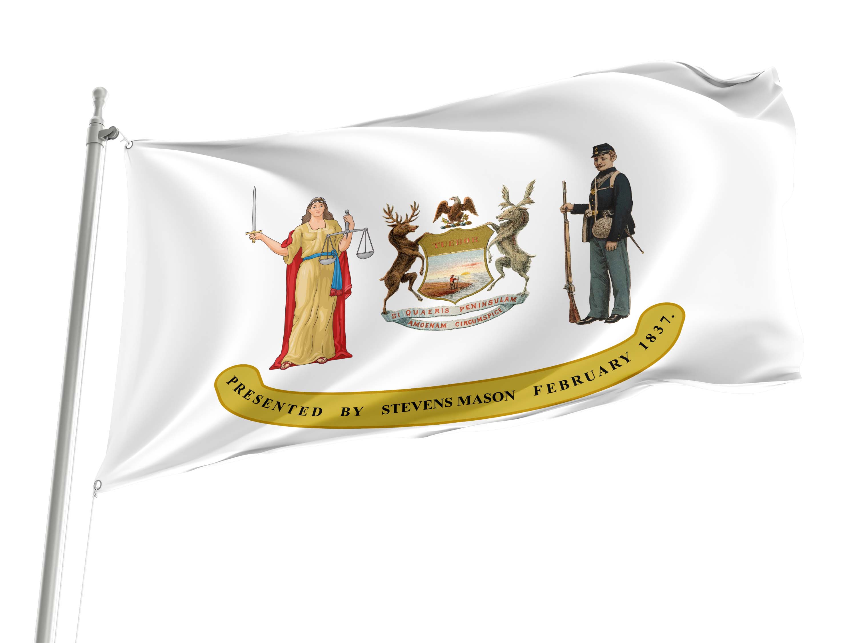Michigan Obverse 1837-1865 Flag for Indoor & Outdoor Use